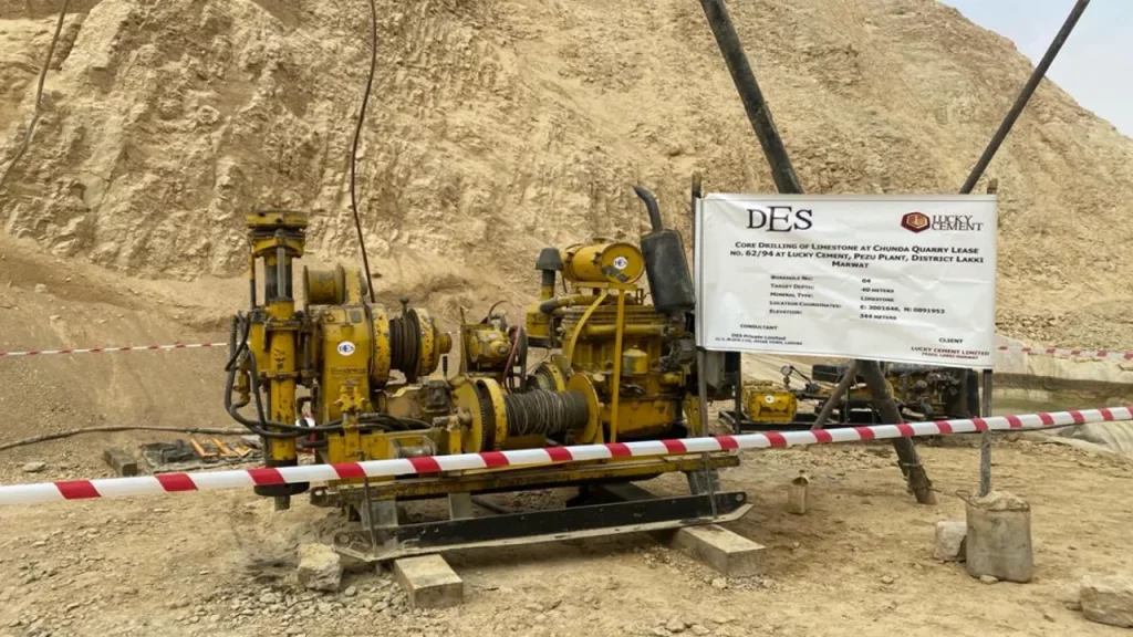 Core Drilling in Limestone Quarry at Lucky Cement Pezzu Plant, Lakki Marwat